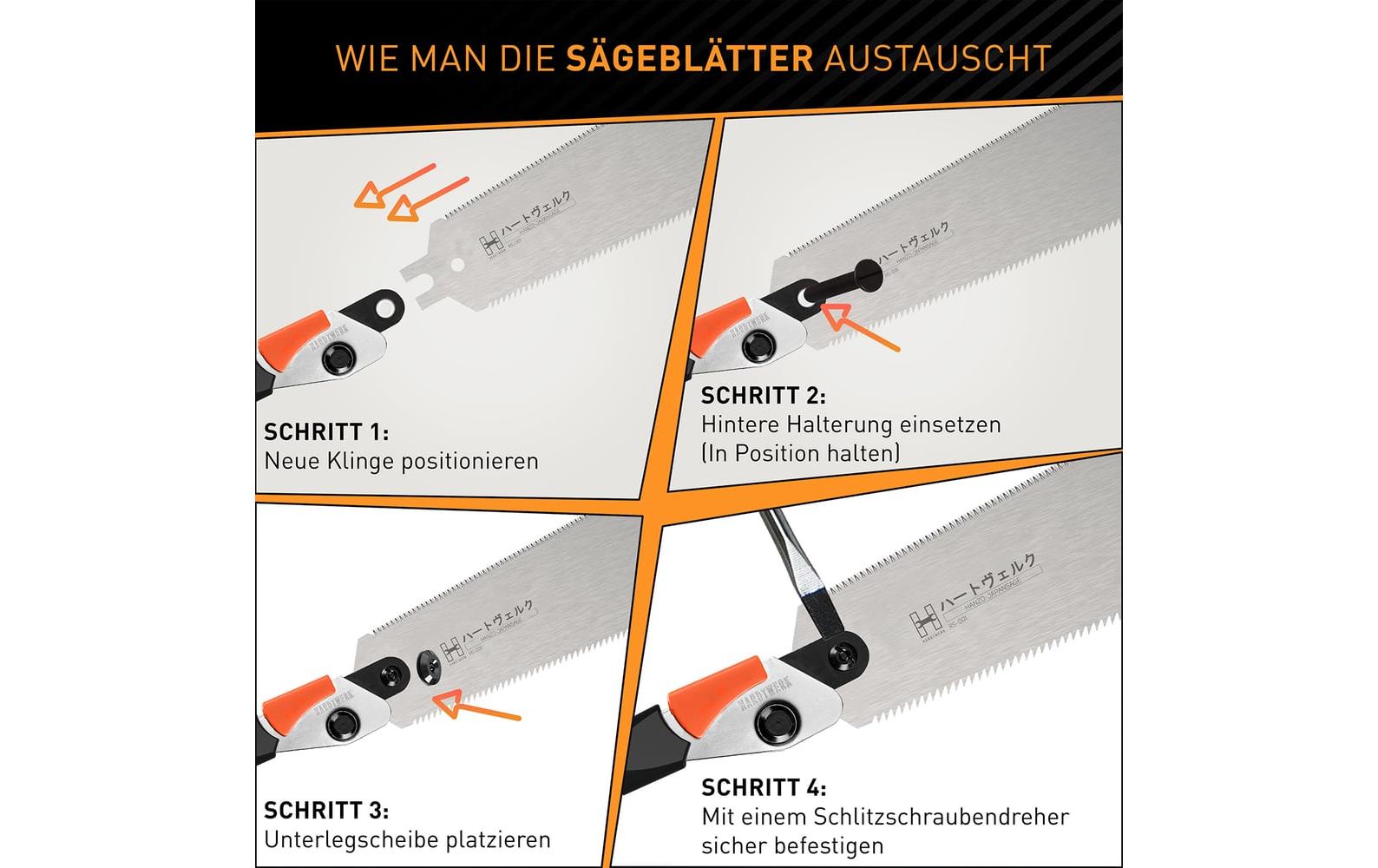 Hardtwerk Ersatz-Sägeblatt 240 mm Karbonstahl – für Hanzo Japansäge