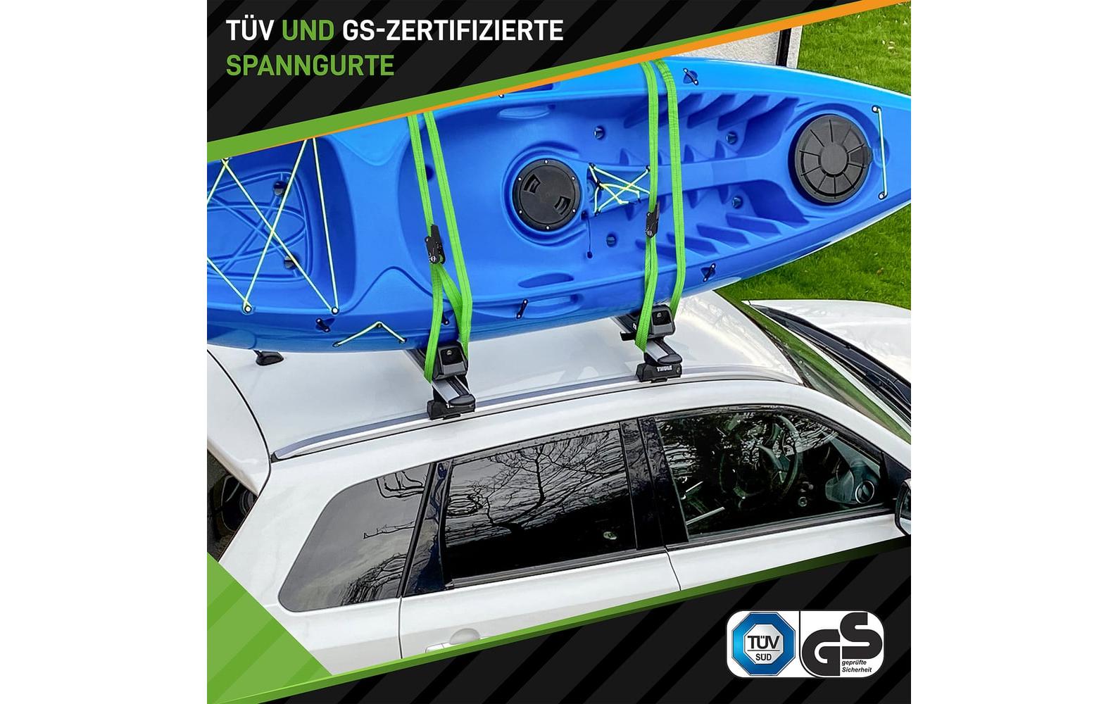 HARDTWERK Schlaufenband 6'000 × 25 mm, Polyester, grün, mit Schnalle, bis 1000 kg, 4 Stk.