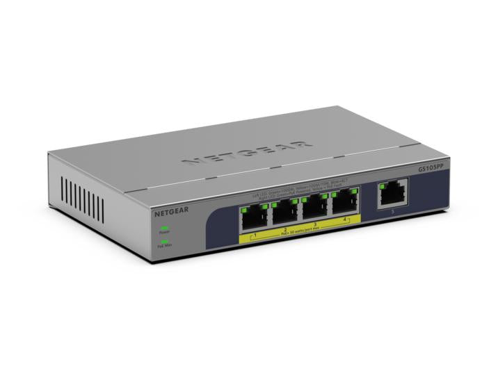 NETGEAR GS105PP-300EUS – Switch (Unmanaged) – 5×GbE, PoE+ 83 W