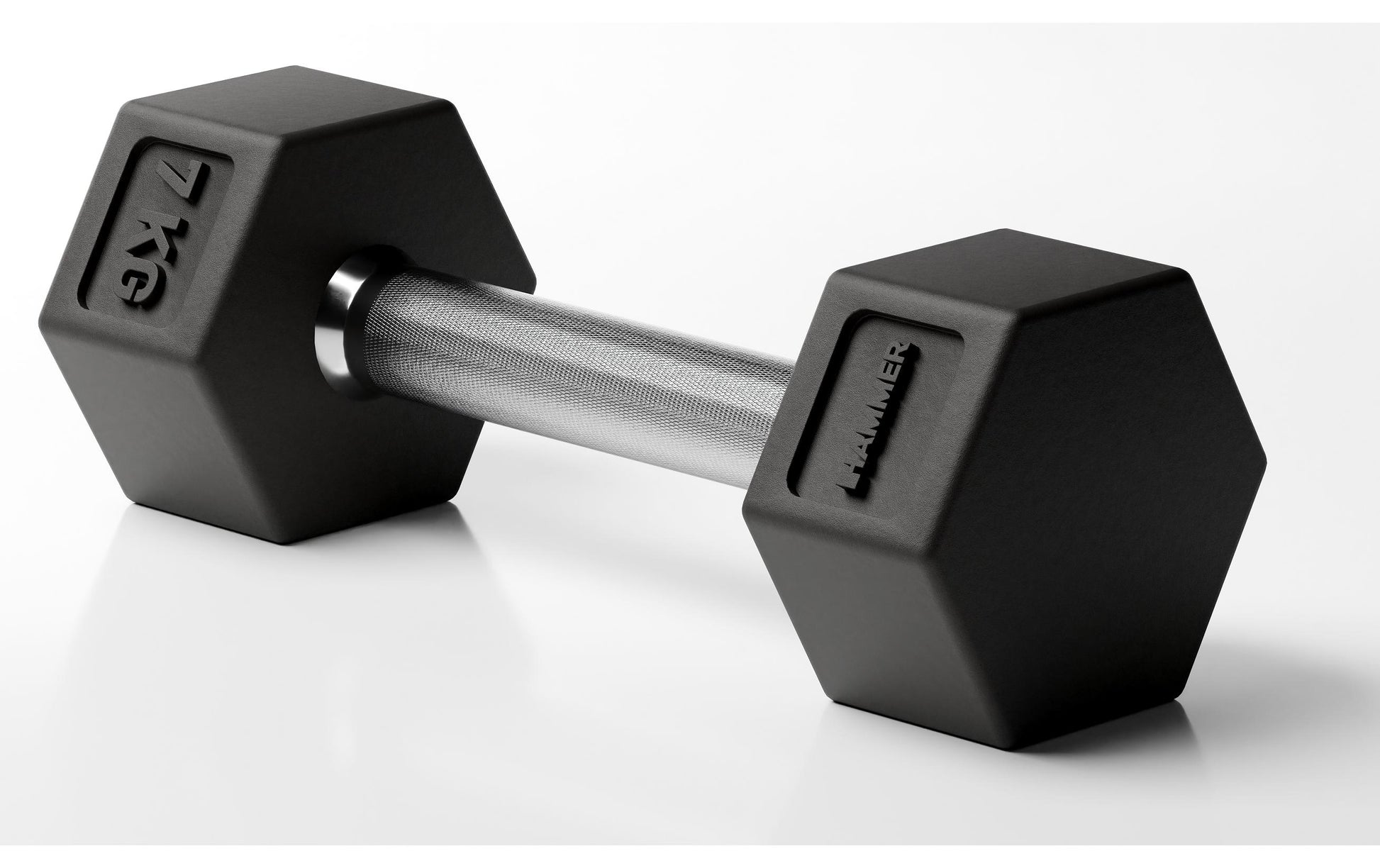 HAMMER Kurzhantel mit festem Gewicht, 7 kg, Gusseisen, Schwarz, Silber, gummiert – 1 Stück