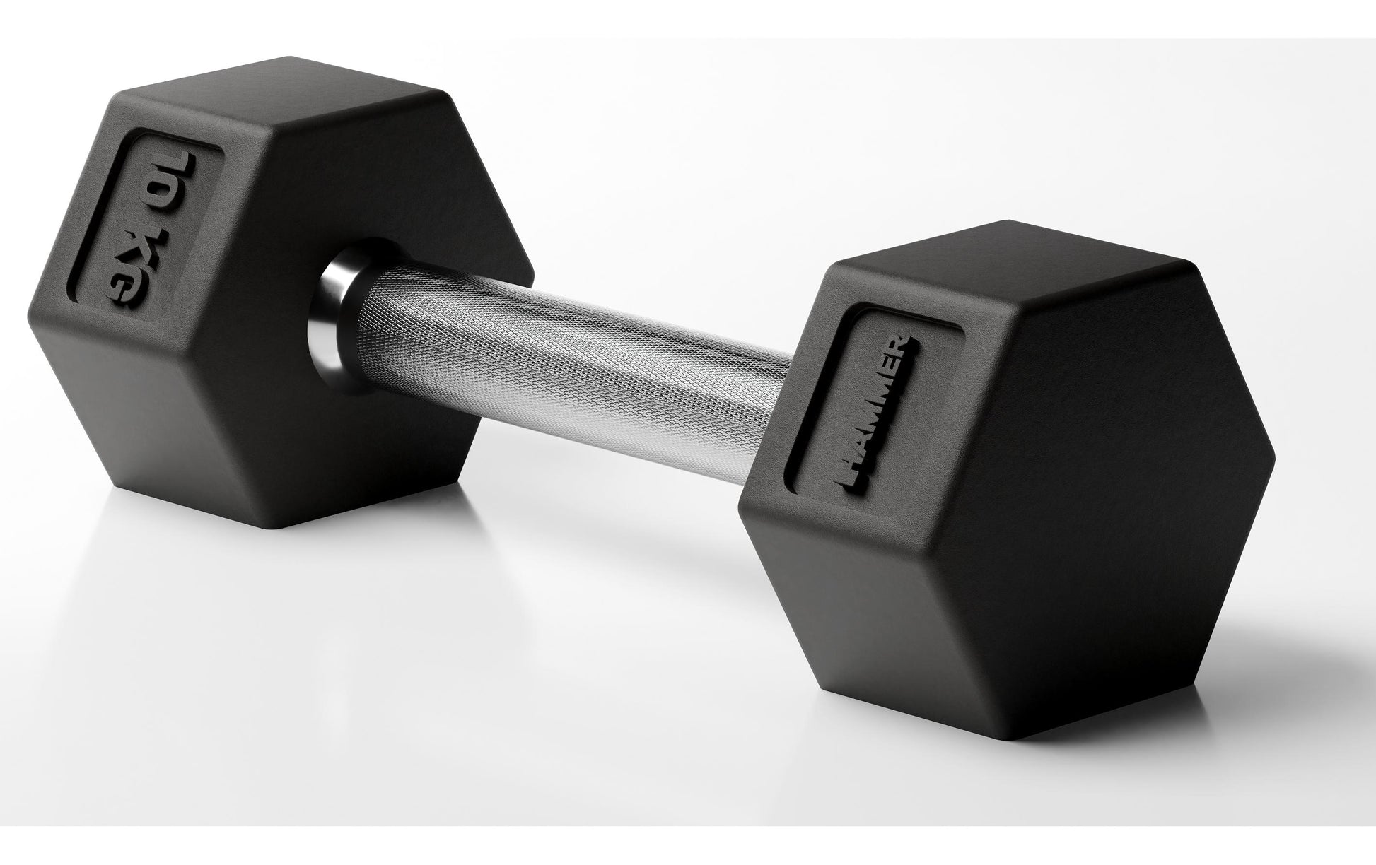 HAMMER Hexagon Kompakthantel PRO – 10 kg, Gusseisen/Kunststoff, Schwarz/Silber, 1 Stück