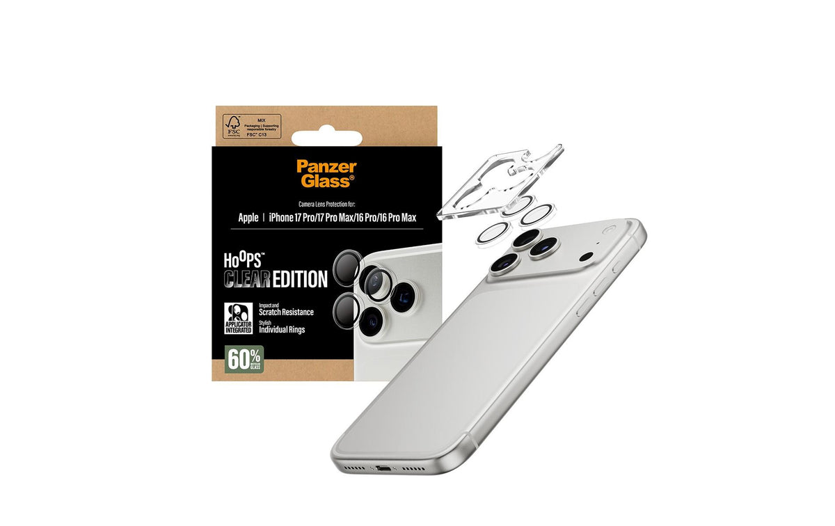 PanzerGlass Kameraschutz Hoops – für Apple iPhone 17 Pro/17 Pro Max – transparent – Gehärtetes Glas