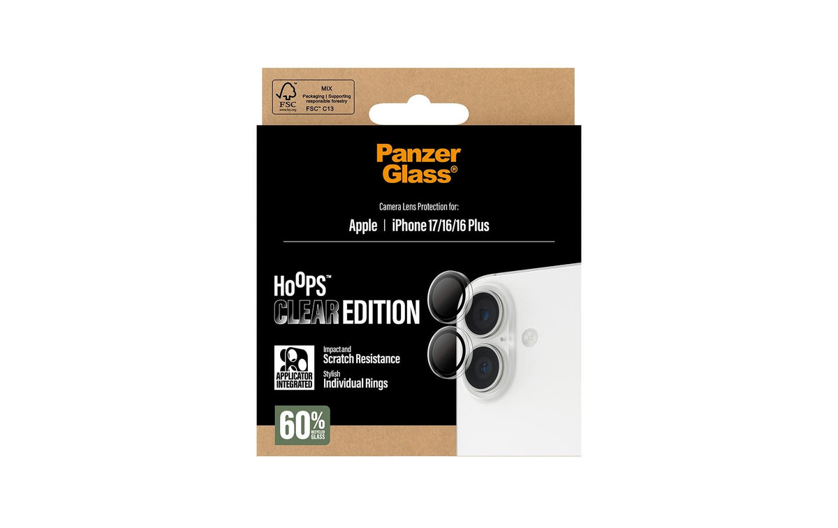 PanzerGlass Displayschutzfolie – für Apple iPhone 17/16/16 Plus, 44,5 × 42,3 × 2 mm, Hartglas