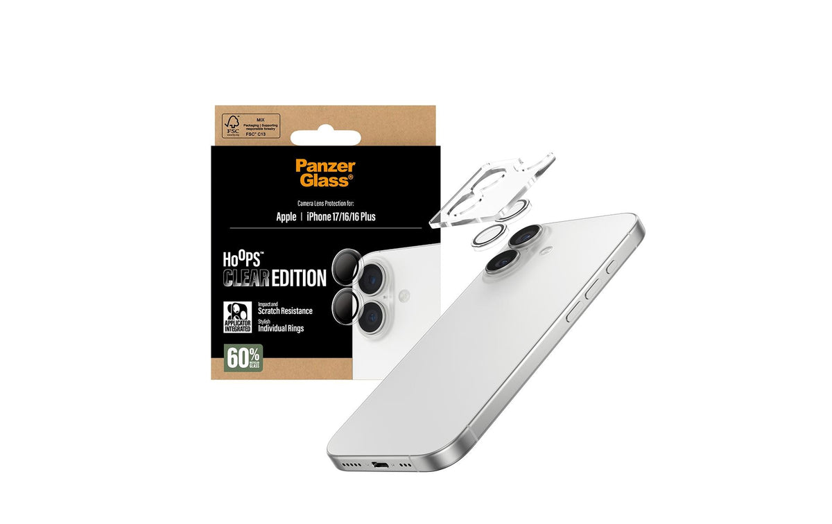 PanzerGlass Displayschutzfolie – für Apple iPhone 17/16/16 Plus, 44,5 × 42,3 × 2 mm, Hartglas