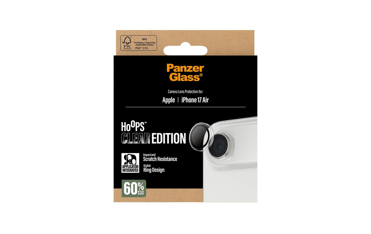 PanzerGlass Hoops – Kameraschutz, Gehärtetes Glas – für Apple iPhone 2025 Air – Transparent