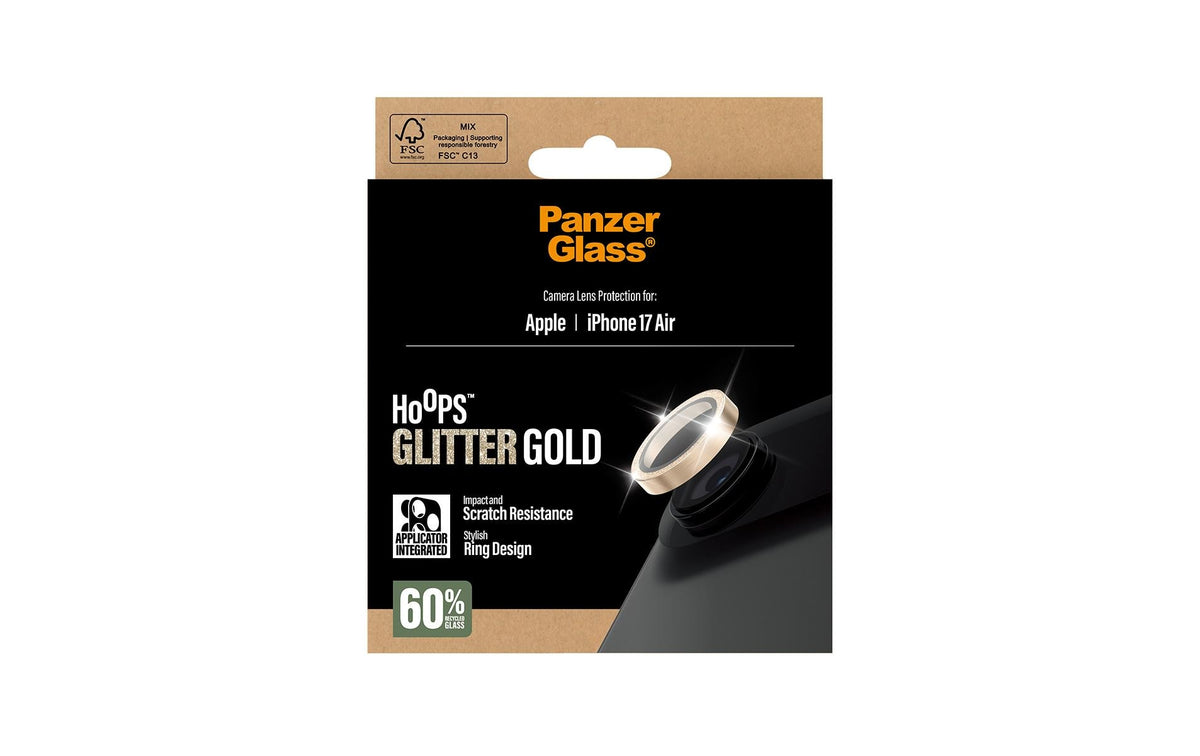 PanzerGlass Hoops – Kameraschutz, Gehärtetes Glas – für iPhone 2025 Air – Gold
