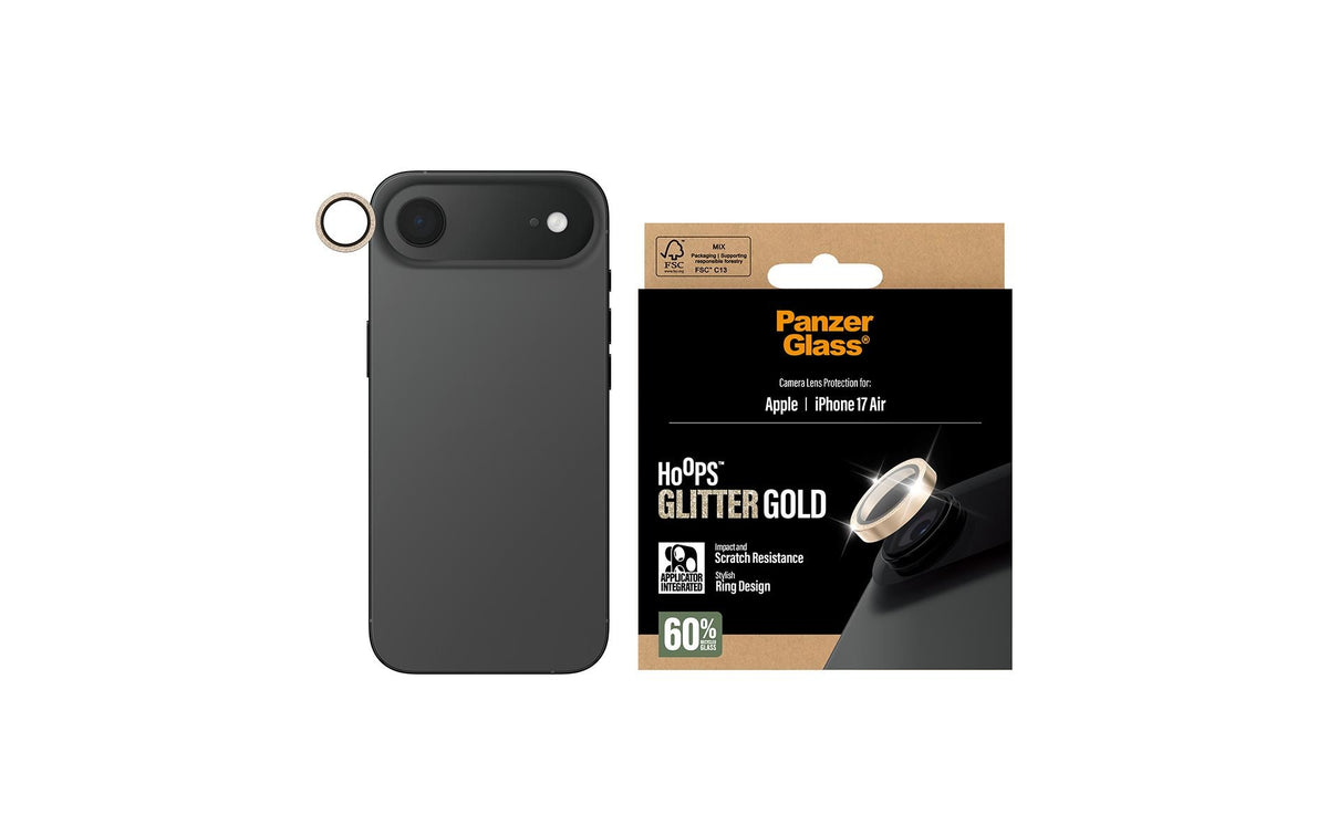 PanzerGlass Hoops – Kameraschutz, Gehärtetes Glas – für iPhone 2025 Air – Gold