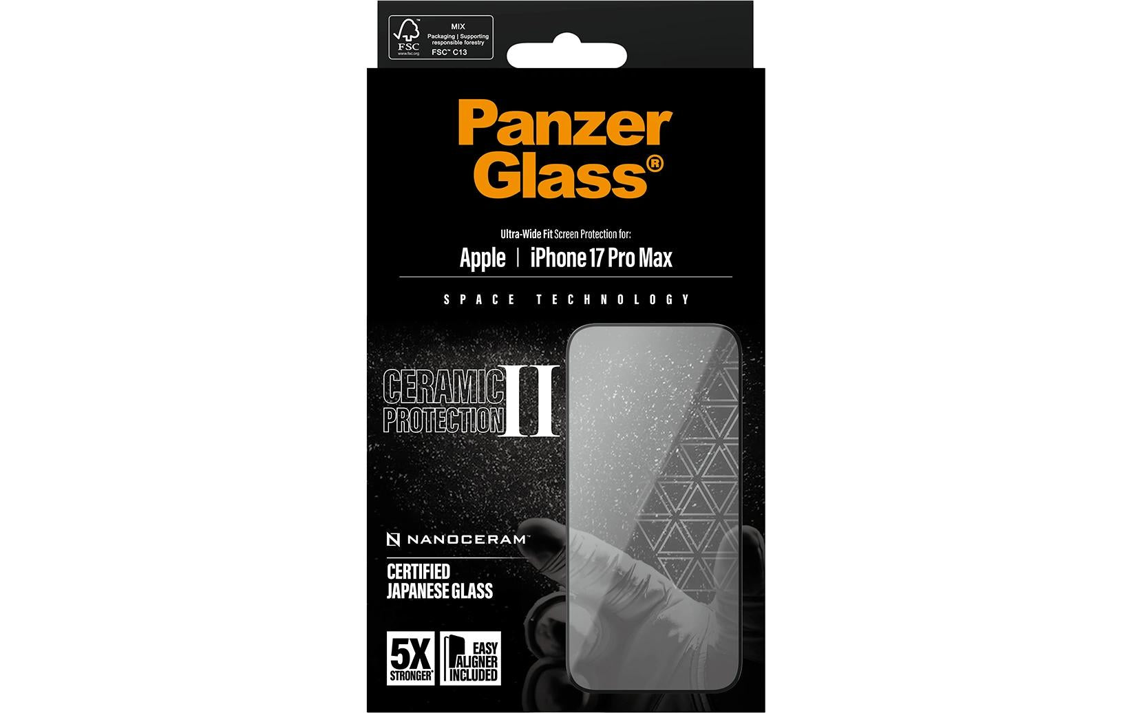 PanzerGlass Schutzfolie Ceramic II – für Apple iPhone 17 Pro Max – stossfest