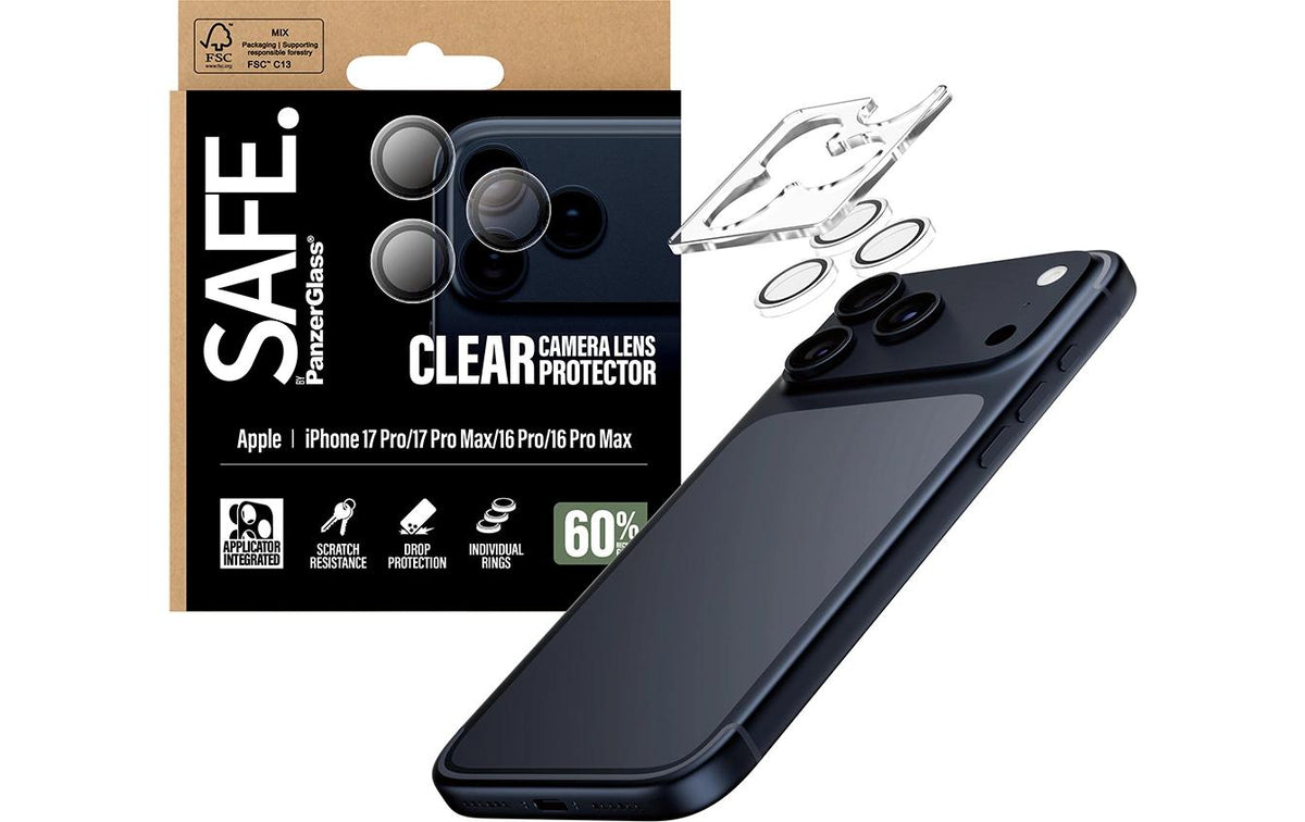 PanzerGlass SAFE. – Displayschutz (Panzerglas), fettabweisend – für iPhone 17 Pro/17 Pro Max/16 Pro und andere