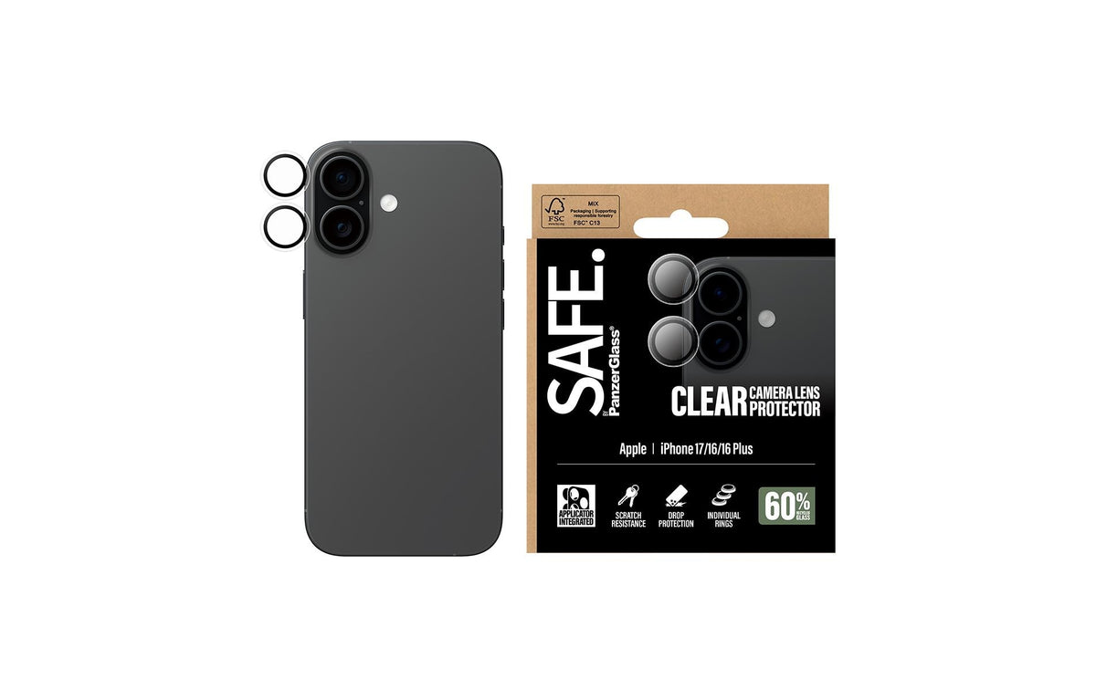 PanzerGlass Kameralinsenschutz – für iPhone 16, iPhone 16 Plus, iPhone 17 – Transparent, Gehärtetes Glas