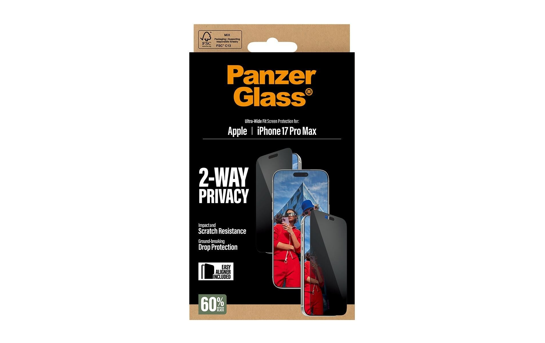 PanzerGlass Privacy-Folie – für Apple iPhone 17 Pro Max – kratzfest