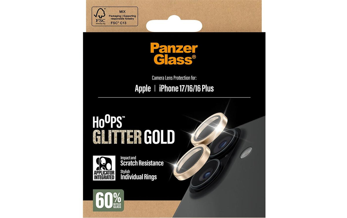 PanzerGlass Kameraschutz Hoops – für Apple iPhone 17/16/16 Plus, kratzresistent, stossfest, Hartglas, Silber
