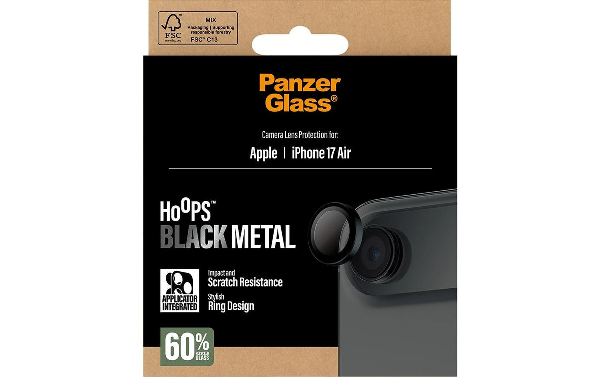 PanzerGlass Hoops – Kameraschutz, Gehärtetes Glas – für Apple iPhone 2025 Air – Schwarz