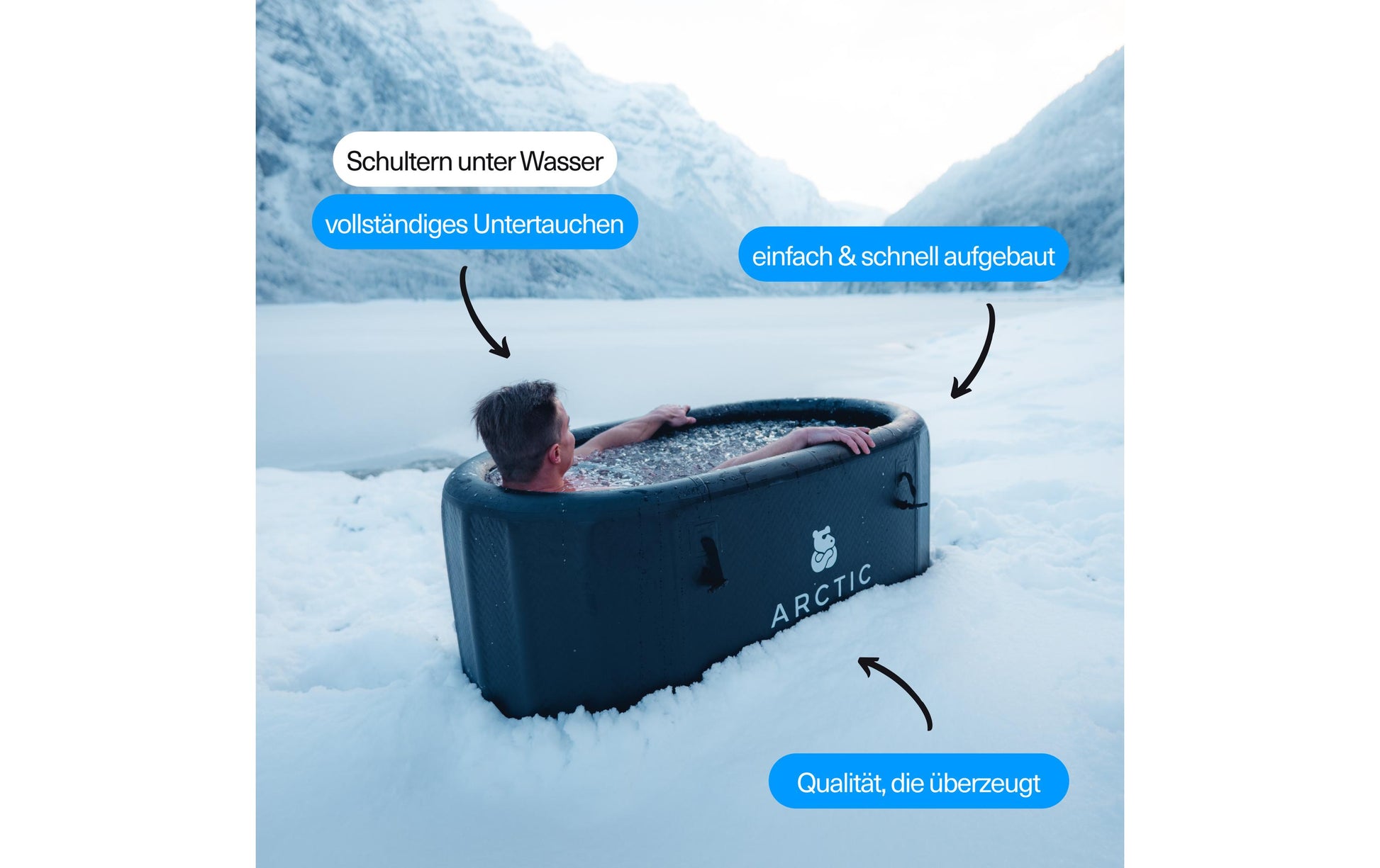 Arctic Plunge Eisbad-Wanne Portable Pro – 150 cm – oval, schwarz, PVC