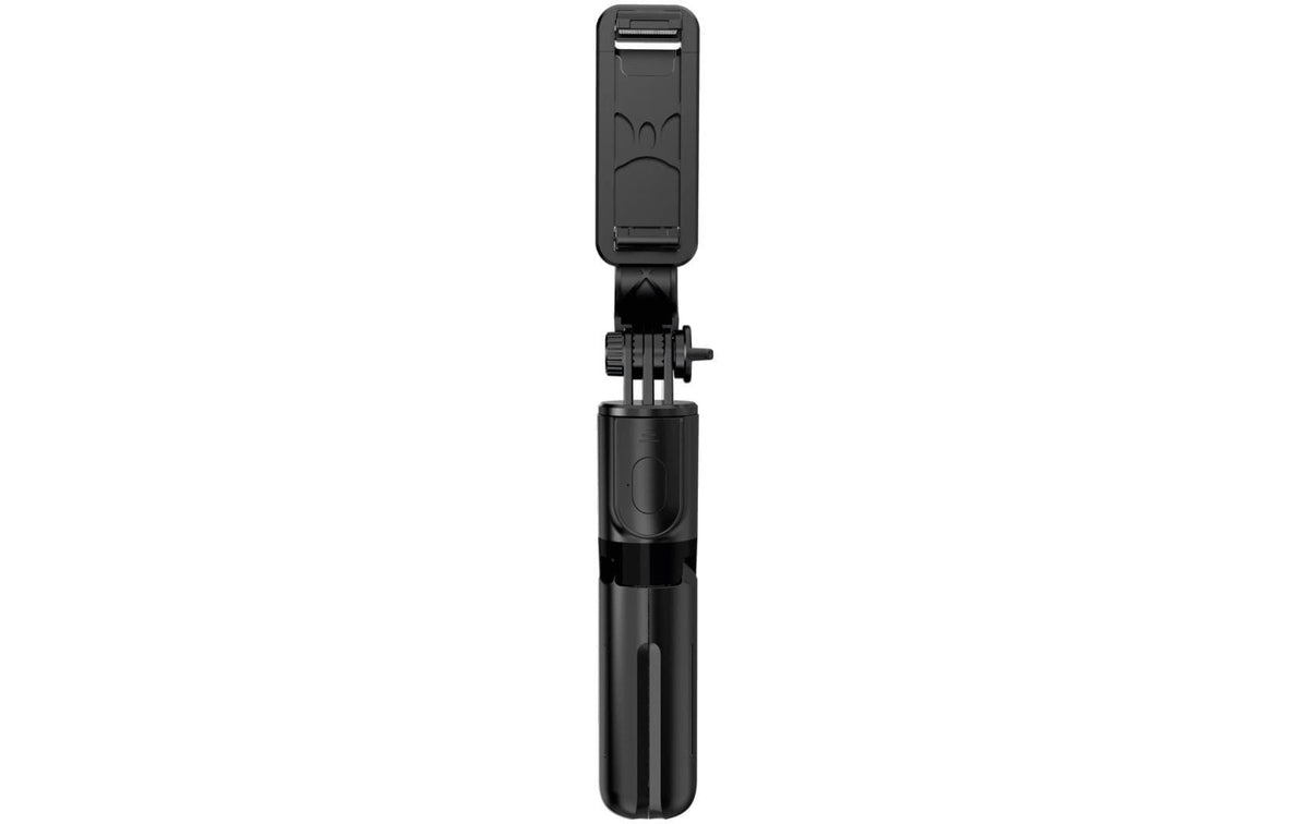 4smarts Selfie-Stativ, teleskopisch 73 cm, 360° drehbar, mit Fernauslöser (Bluetooth) – universal – schwarz