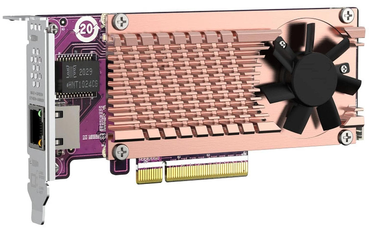 QNAP QM2 Karte – PCIe M.2 SSD & 10GbE Karte – 2×M.2 2280, 1×10GbE RJ-45, PCIe 3.0