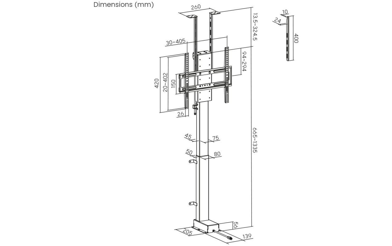 myWall My Wall HP 66-1 – Displayständer, Full-Motion, motorisiert, für 32–48", VESA 200×200–400×400, bis 60 kg