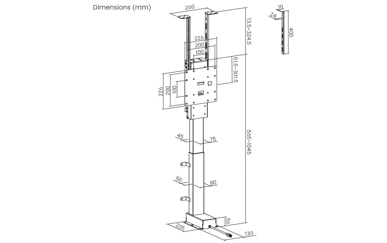 myWall HP 66 – Displayständer, Full-Motion, motorisiert, für 17–32", VESA 100×100–200×200, bis 45 kg