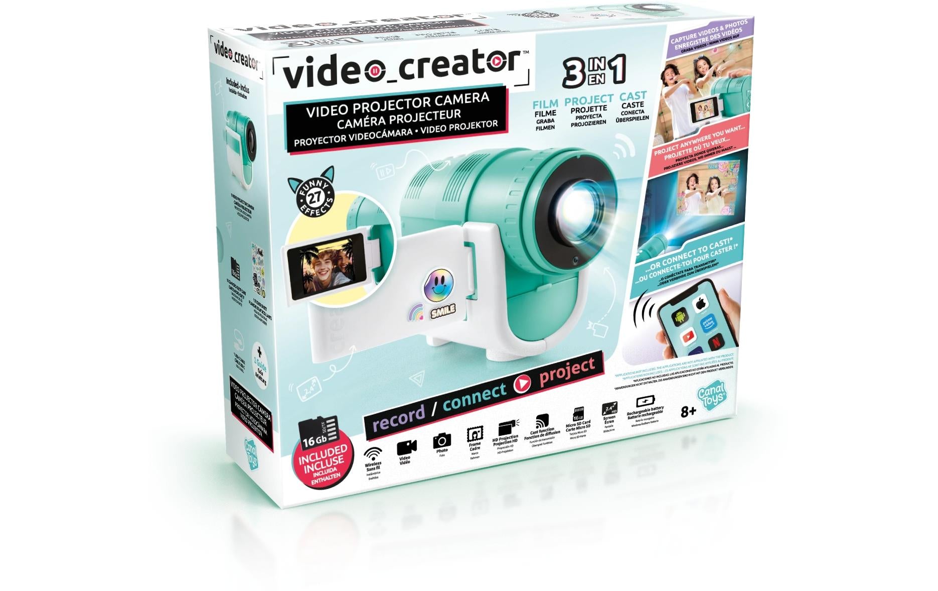 Canal Toys Spielzeug-Kamera Camera Projector – 16 GB, 1 Batterie – 1 Stück – ab 8 J. – türkis/weiss