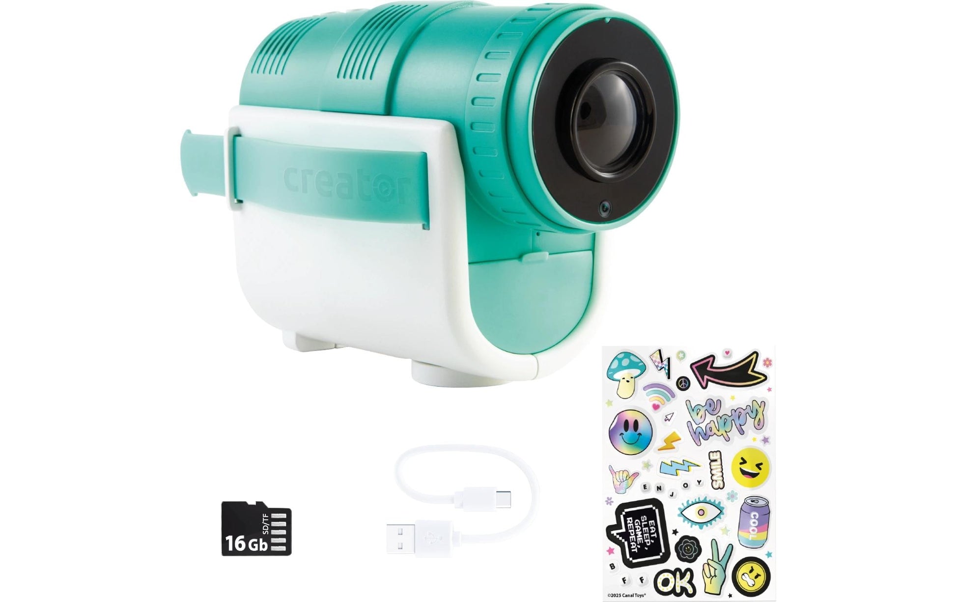 Canal Toys Spielzeug-Kamera Camera Projector – 16 GB, 1 Batterie – 1 Stück – ab 8 J. – türkis/weiss