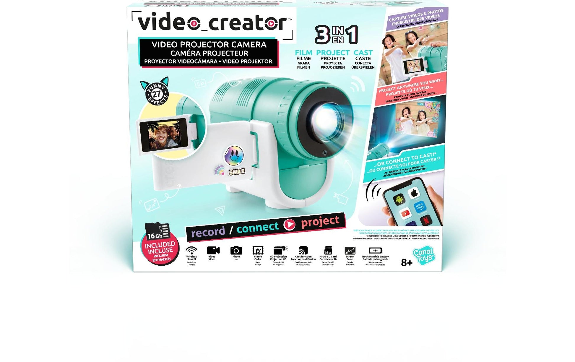 Canal Toys Spielzeug-Kamera Camera Projector – 16 GB, 1 Batterie – 1 Stück – ab 8 J. – türkis/weiss