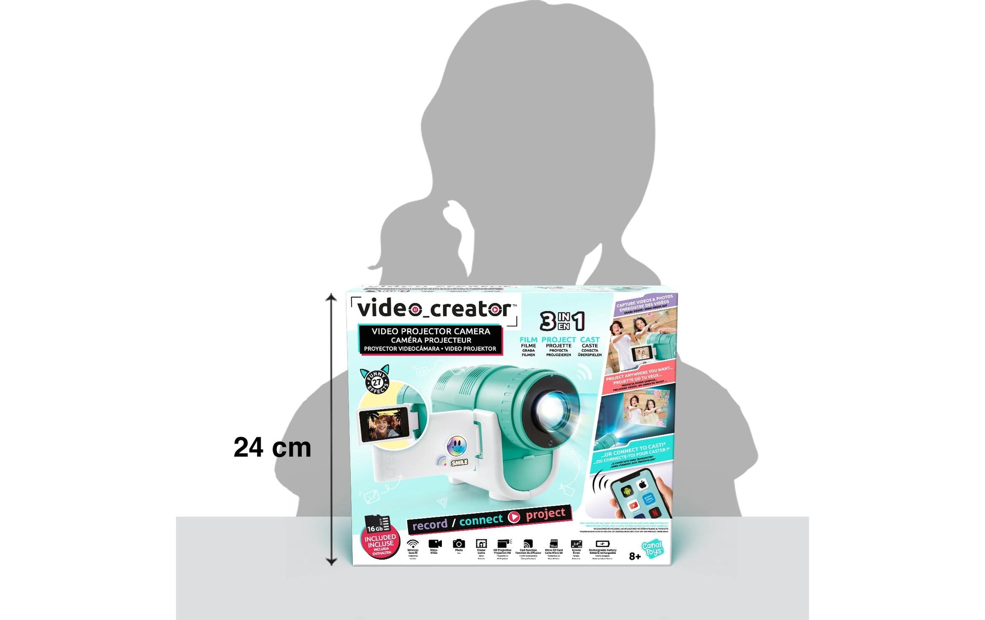 Canal Toys Spielzeug-Kamera Camera Projector – 16 GB, 1 Batterie – 1 Stück – ab 8 J. – türkis/weiss