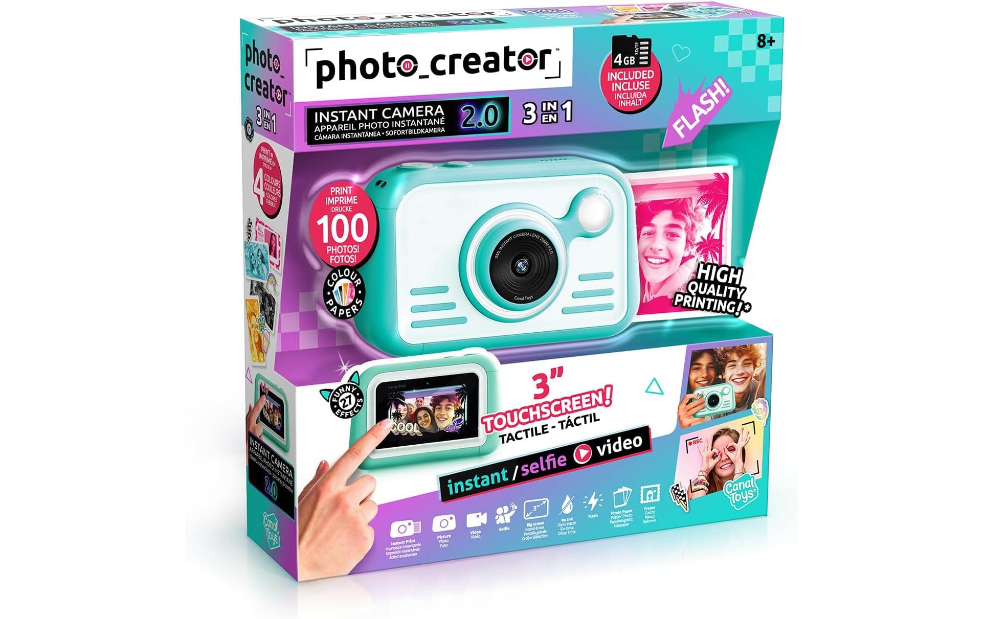 Canal Toys Instant Kamera 2.0 mit Farbpapier – Kompaktkamera, weiss