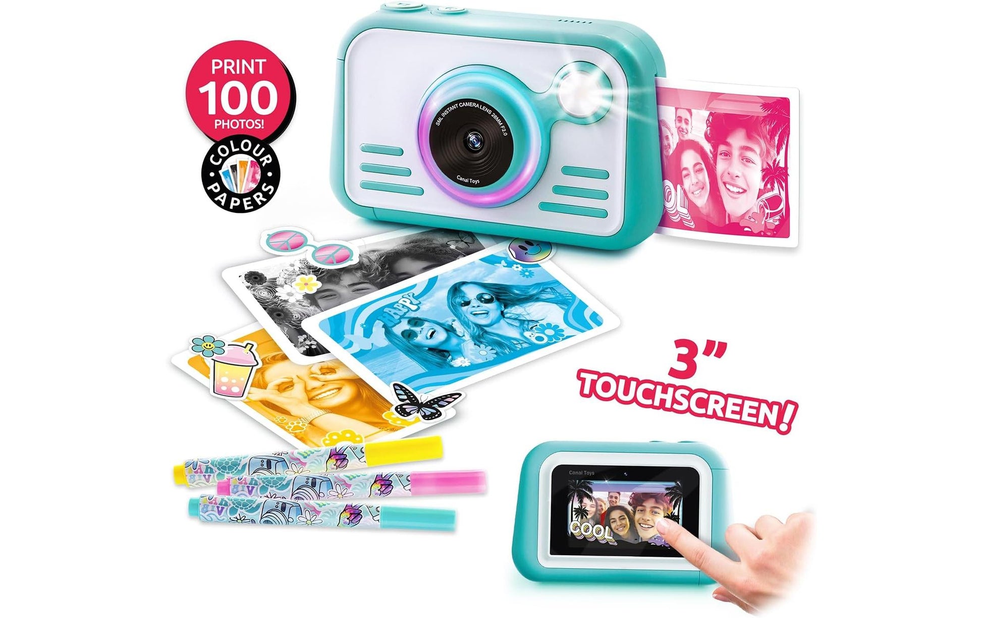 Canal Toys Instant Kamera 2.0 mit Farbpapier – Kompaktkamera, weiss