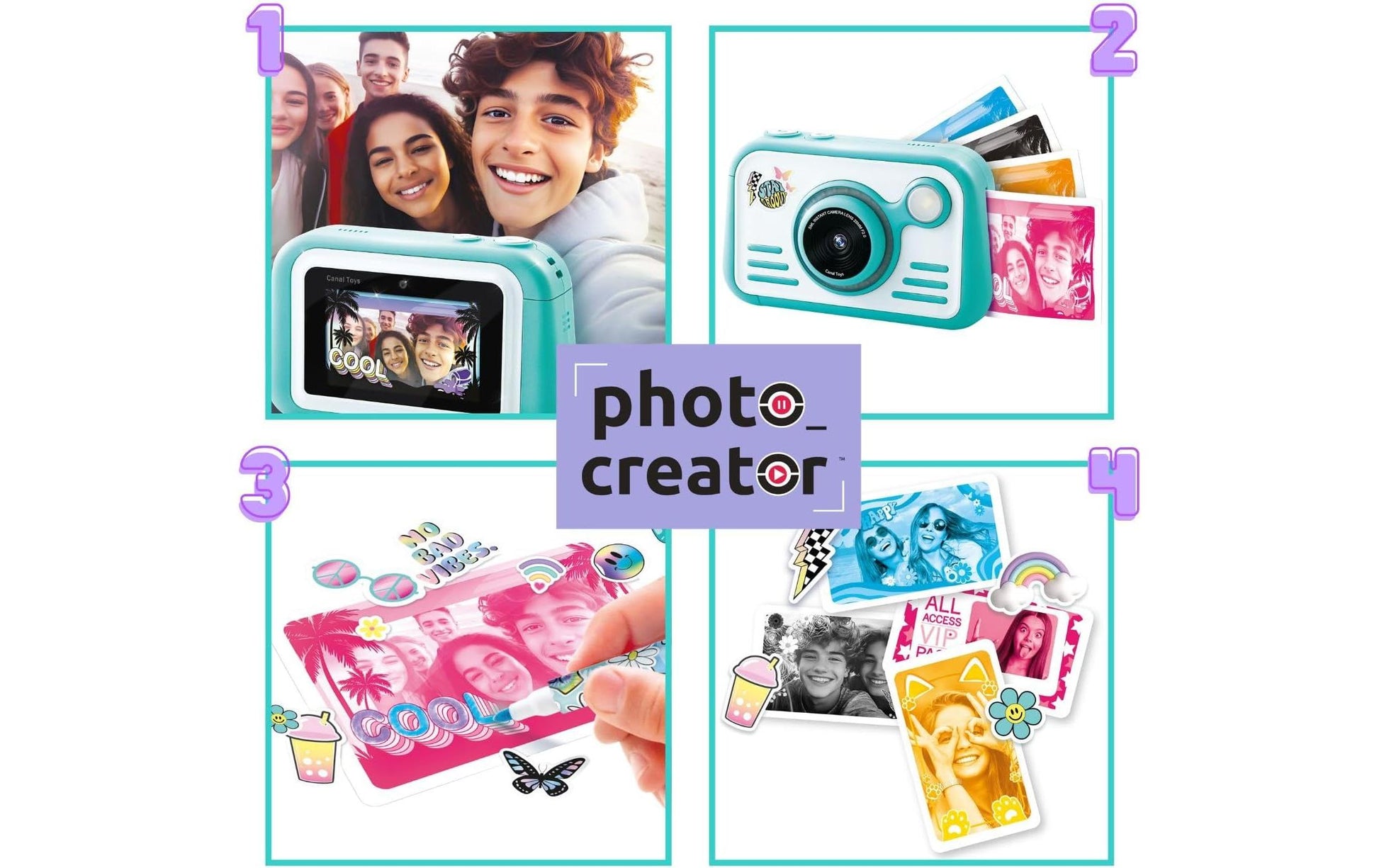 Canal Toys Instant Kamera 2.0 mit Farbpapier – Kompaktkamera, weiss