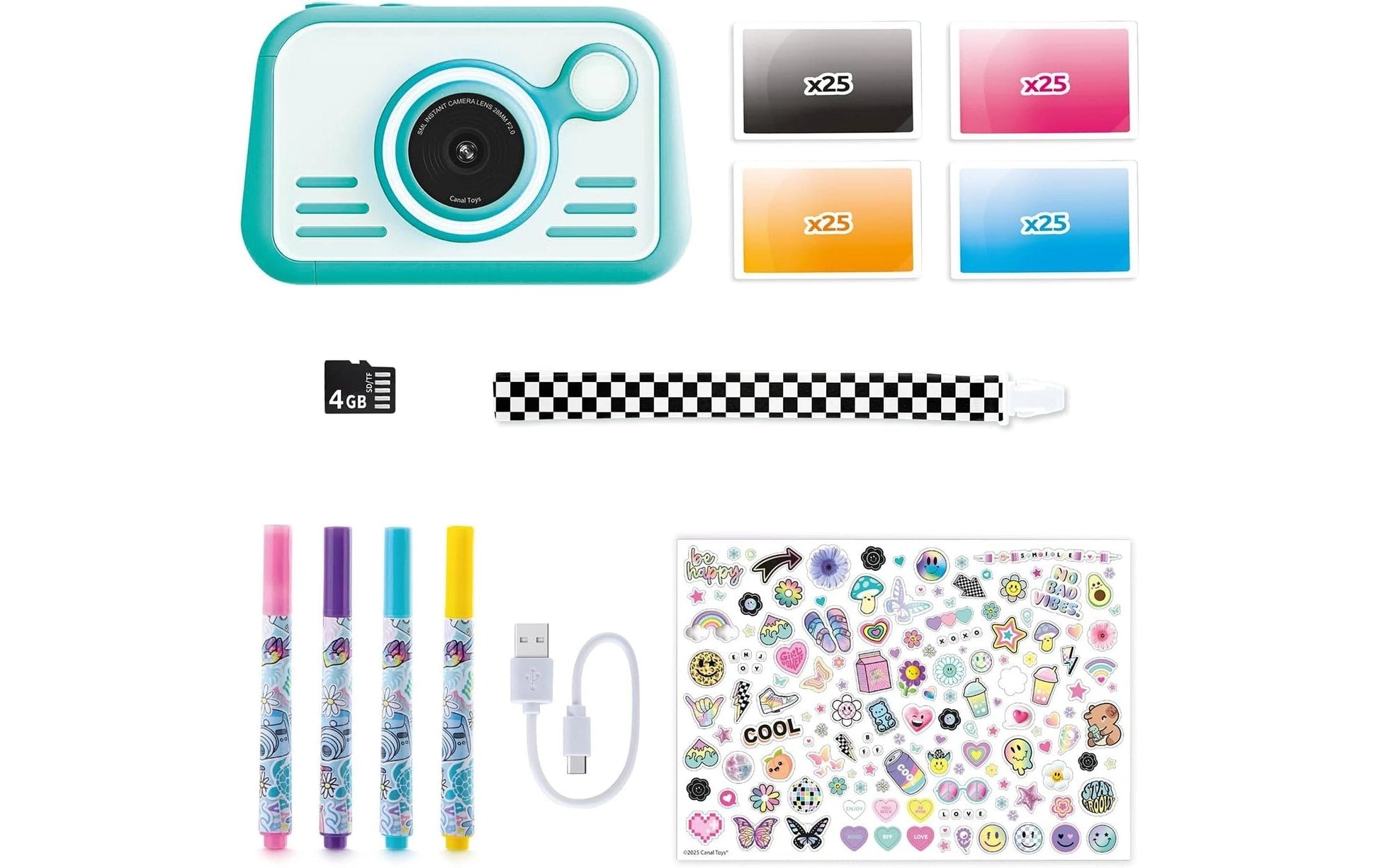 Canal Toys Instant Kamera 2.0 mit Farbpapier – Kompaktkamera, weiss