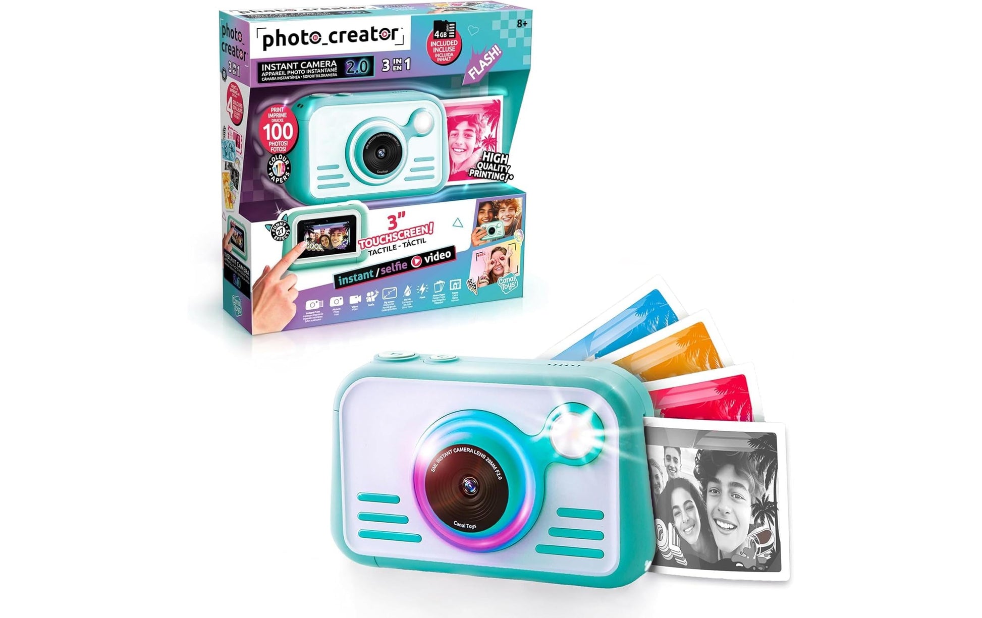 Canal Toys Instant Kamera 2.0 mit Farbpapier – Kompaktkamera, weiss