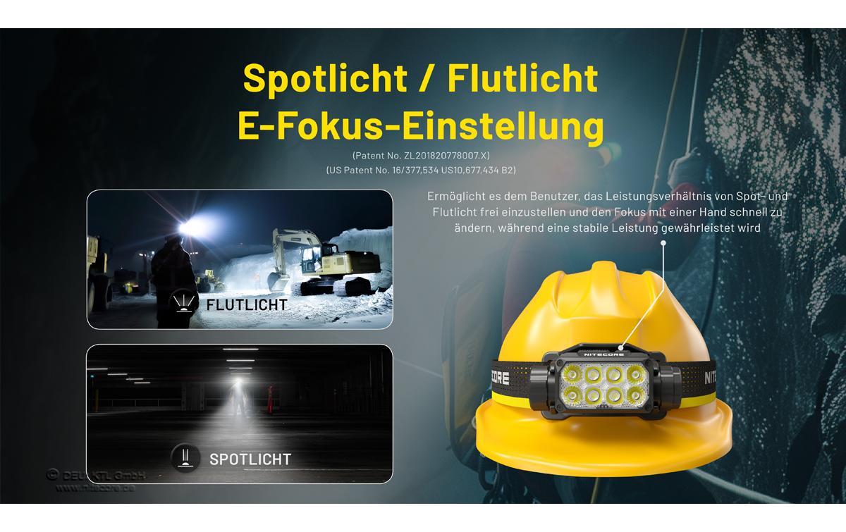 Nitecore Stirnlampe HC75UHE – 3000 lm, 192 m, 5500 mAh Akku, Laufzeit 4,5–84 h – Schwarz