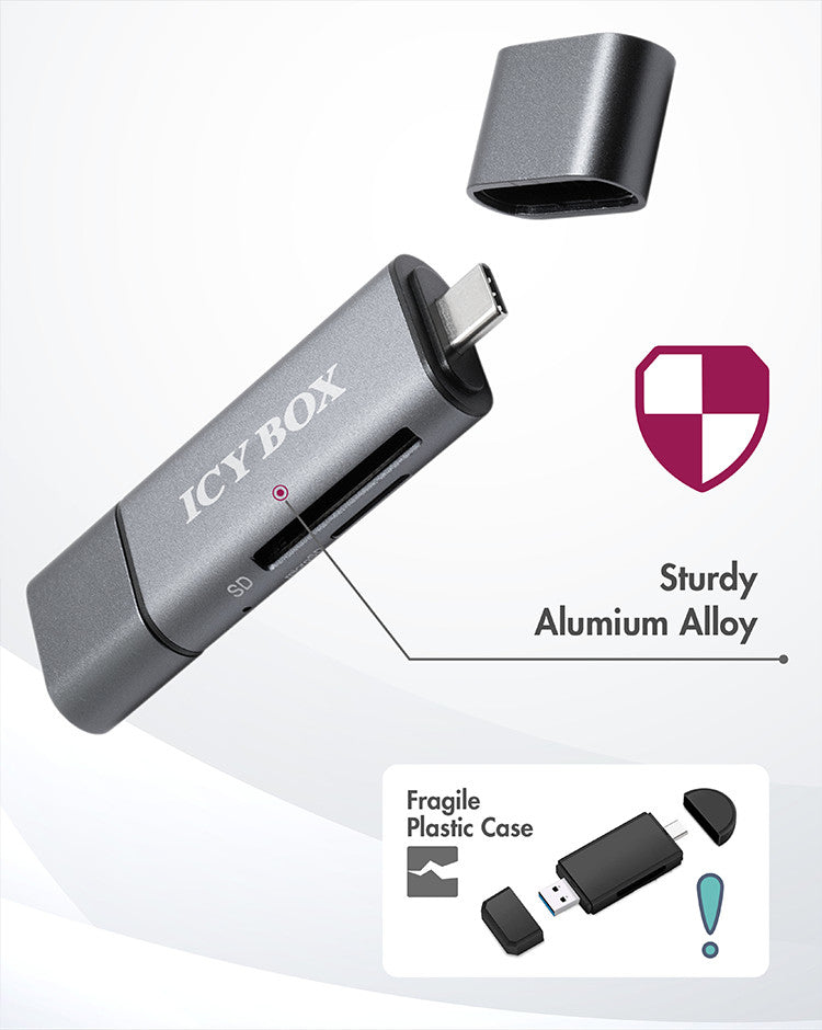 ICY BOX IB-CR200-C – Externer Kartenleser – USB 2.0, MicroSD/SD, 480 Mbit/s