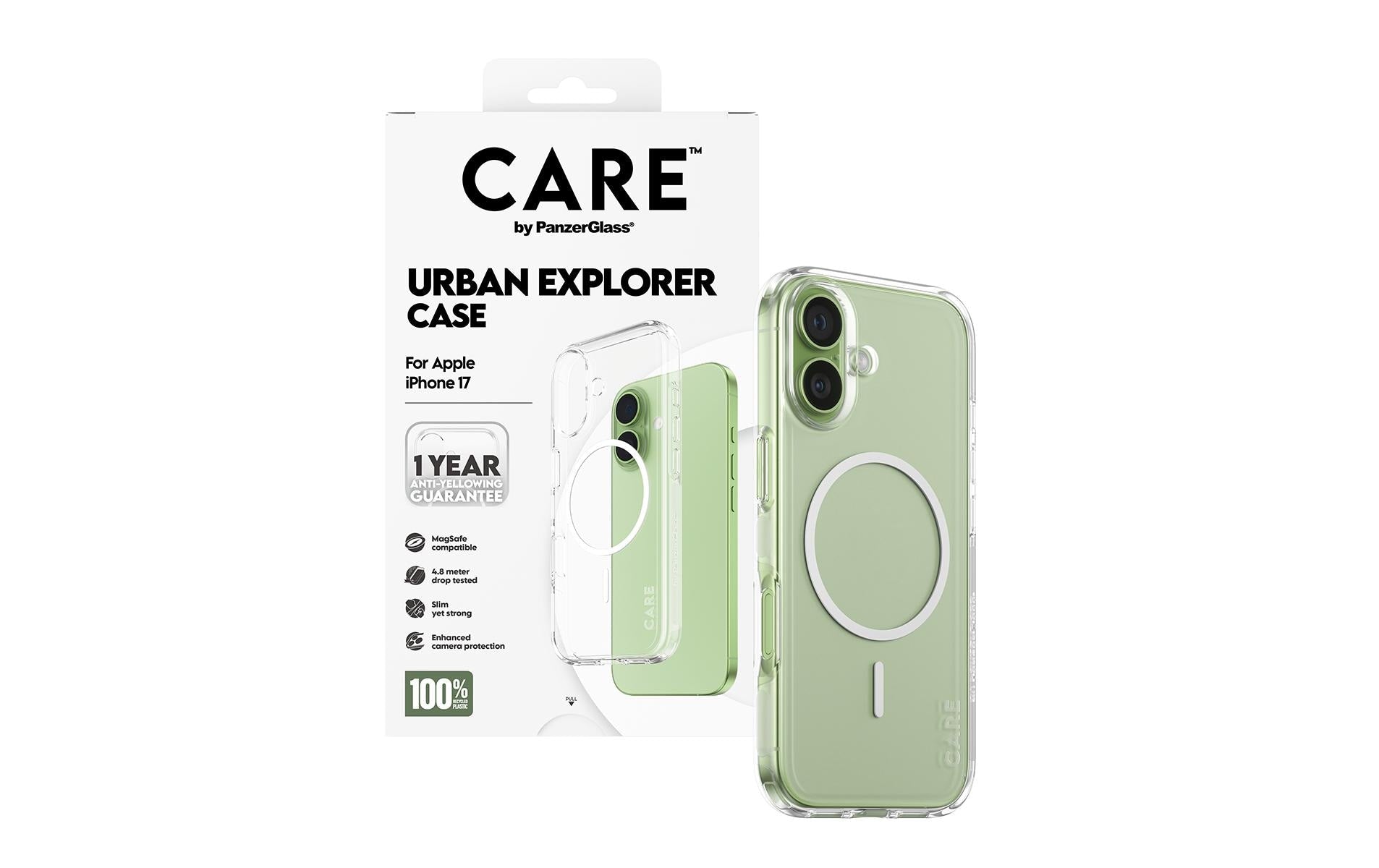 PanzerGlass Backcover – für Apple iPhone 17 – transparent/weiss – TPU, MagSafe-kompatibel