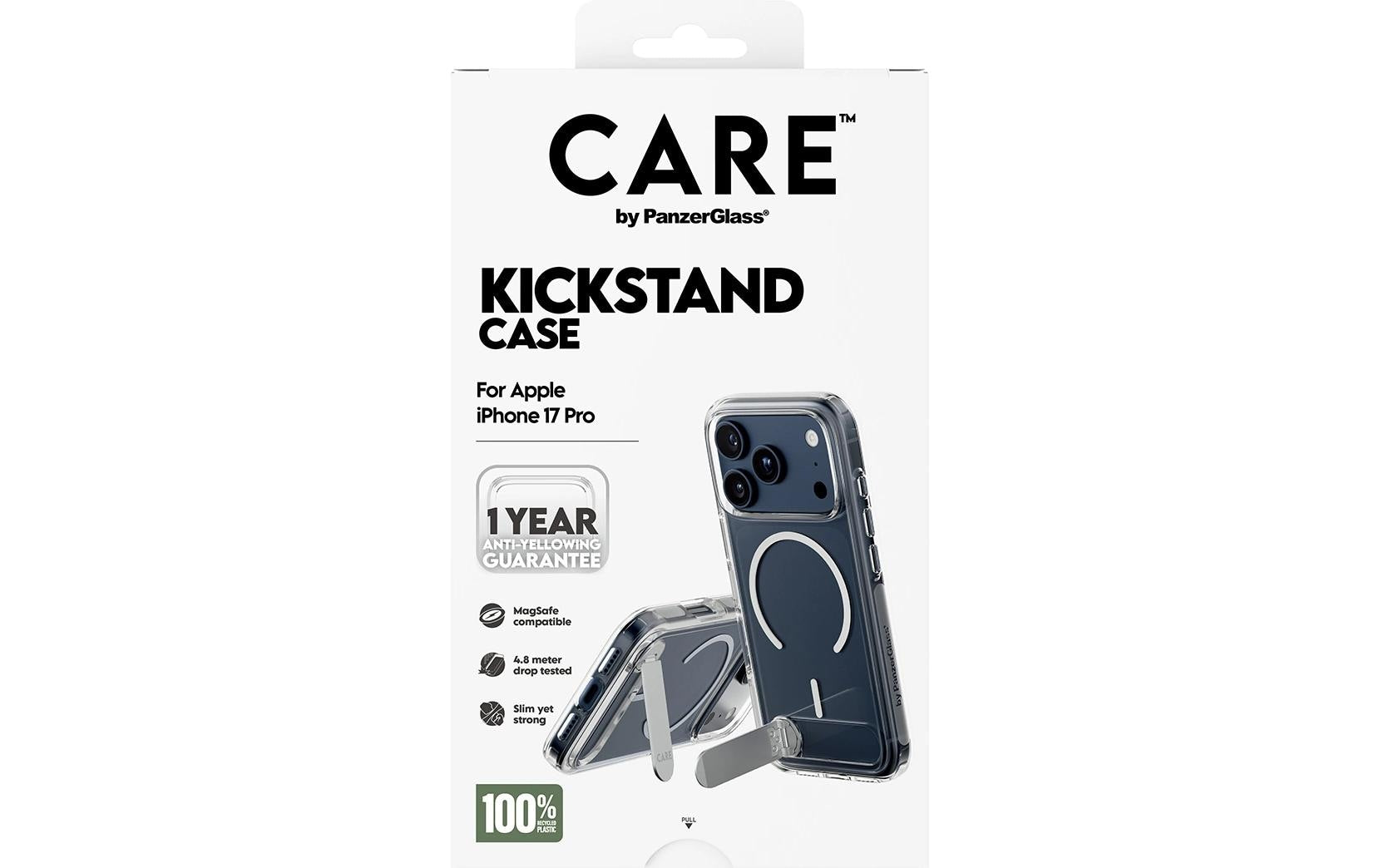 PanzerGlass Backcover CARE – für Apple iPhone 17 Pro – transparent – MagSafe-kompatibel, mit Kickstand