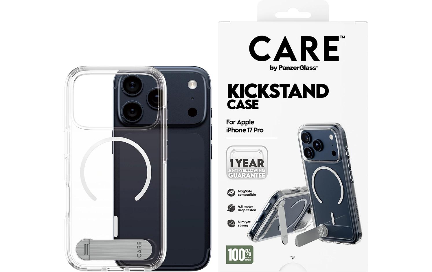 PanzerGlass Backcover CARE – für Apple iPhone 17 Pro – transparent – MagSafe-kompatibel, mit Kickstand