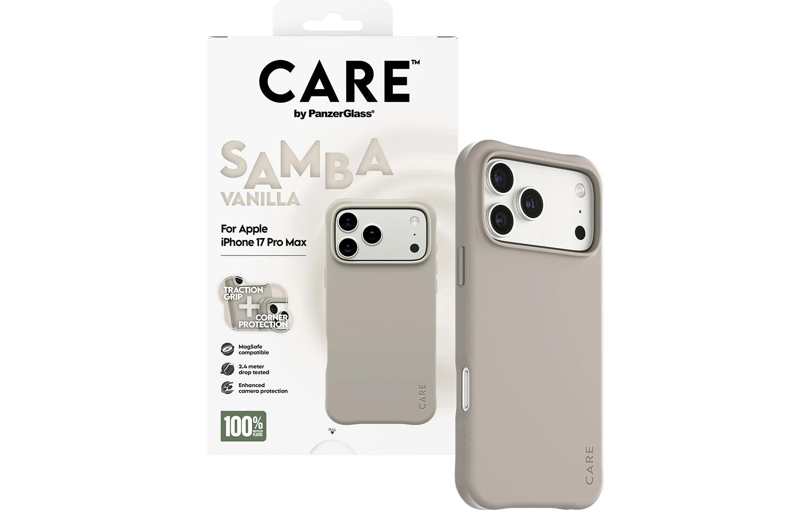 PanzerGlass Backcover CARE Samba – für Apple iPhone 17 Pro Max – beige – TPU, MagSafe-kompatibel