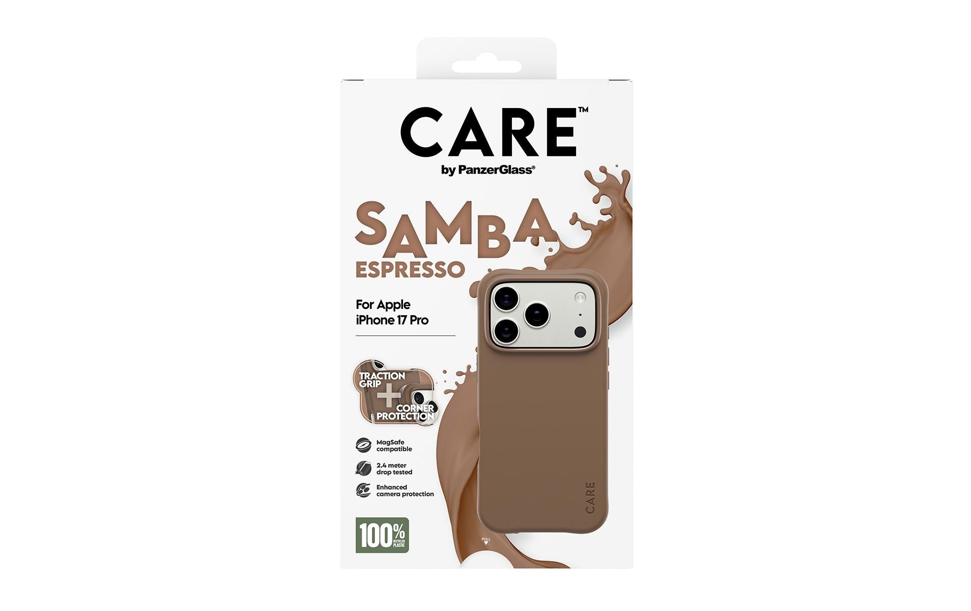 PanzerGlass Backcover CARE Fashionable Case Samba – für Apple iPhone 17 Pro – braun – TPU, MagSafe-kompatibel