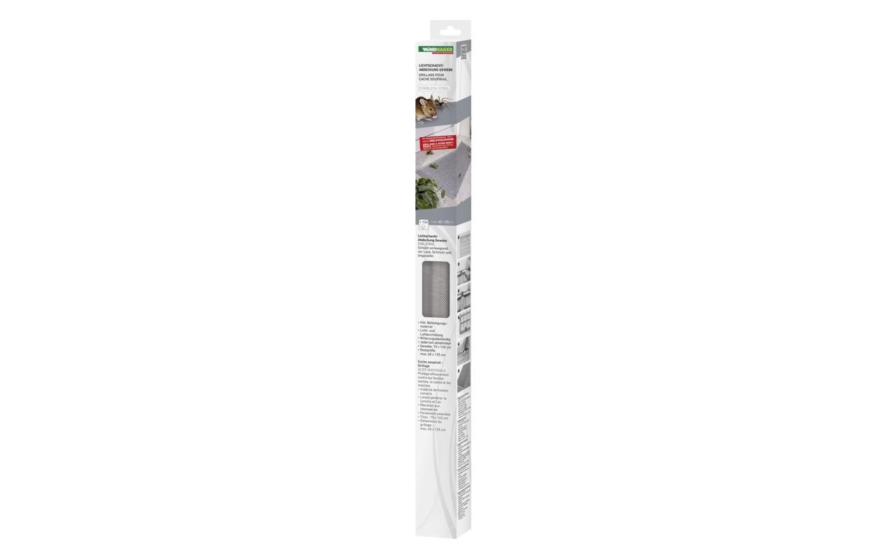 Windhager Lichtschachtabdeckung – 1350 × 600 mm, Drahtgitter, Edelstahl, Silber