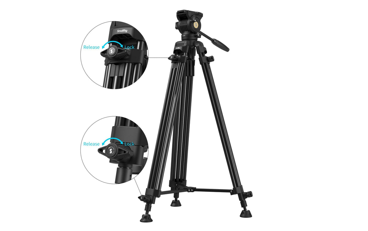 SmallRig AD14 Dreibeinstativ – bis 186 cm, 8 kg Traglast – Aluminiumlegierung – 1/4", 3/8"