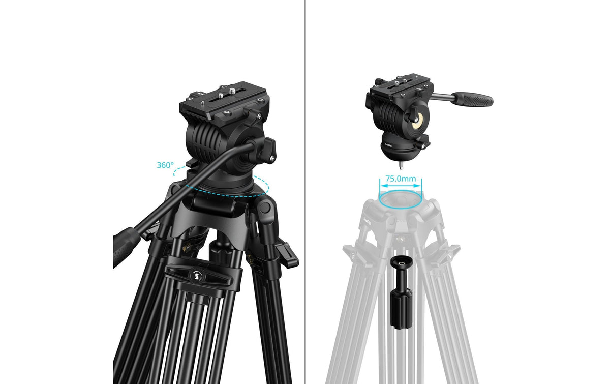 SmallRig FSD14 FreeSpeed Dreibeinstativ – Aluminiumlegierung, bis 186,8 cm, 6,4 kg Traglast – Schwarz