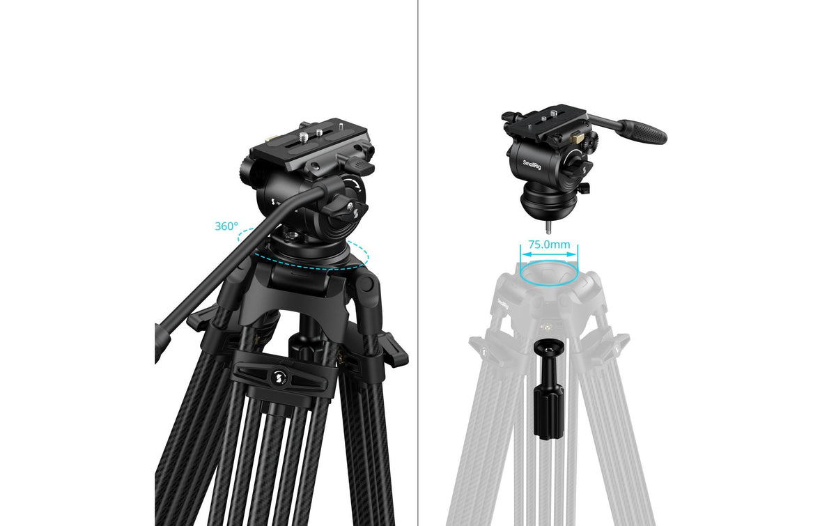 SmallRig FSD14 FreeSpeed Dreibeinstativ – bis 186,2 cm – 8 kg Traglast – Carbon – Schwarz