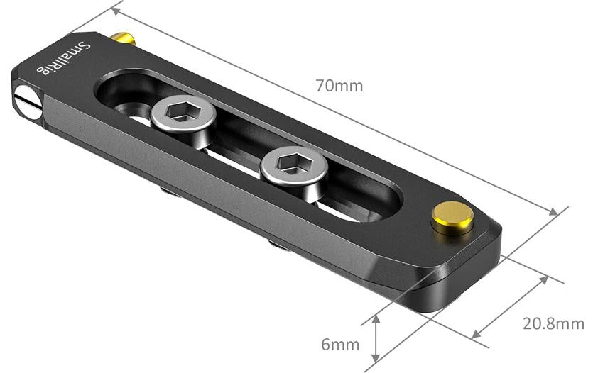 SmallRig Niedrigprofil-NATO-Schiene 70 mm – Aluminium, 21 × 6 × 70 mm – 1/4"-Gewinde