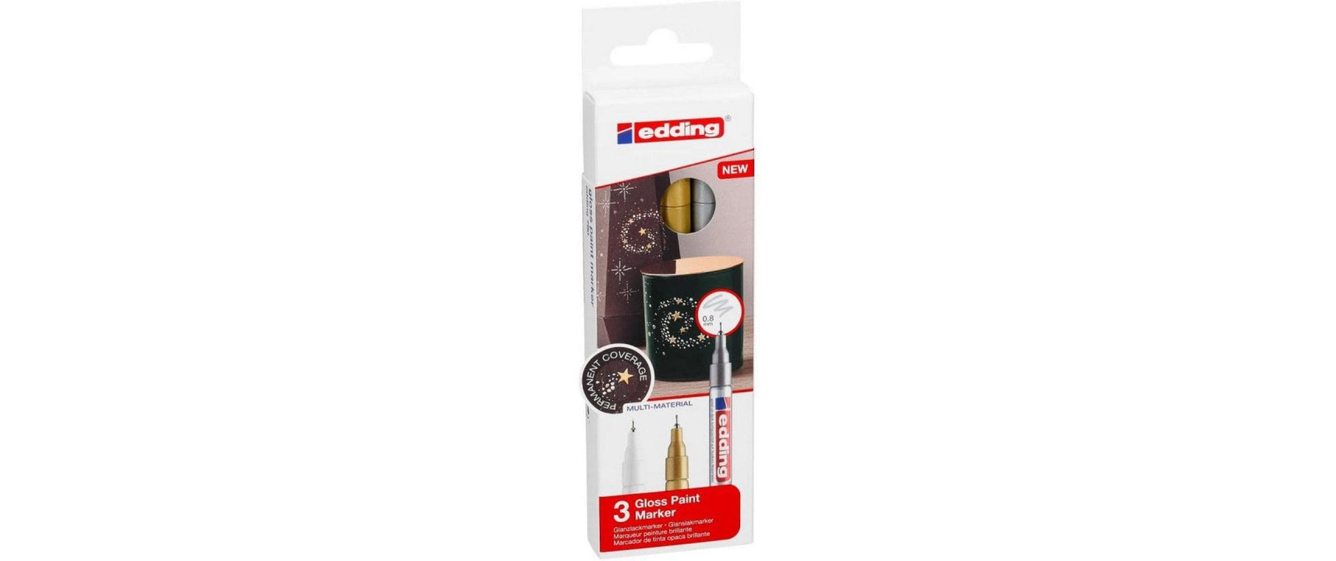 Edding 780 Paint Marker Metallic – Rundspitze 0,8 mm – 3er-Set (gold/silber/weiss)