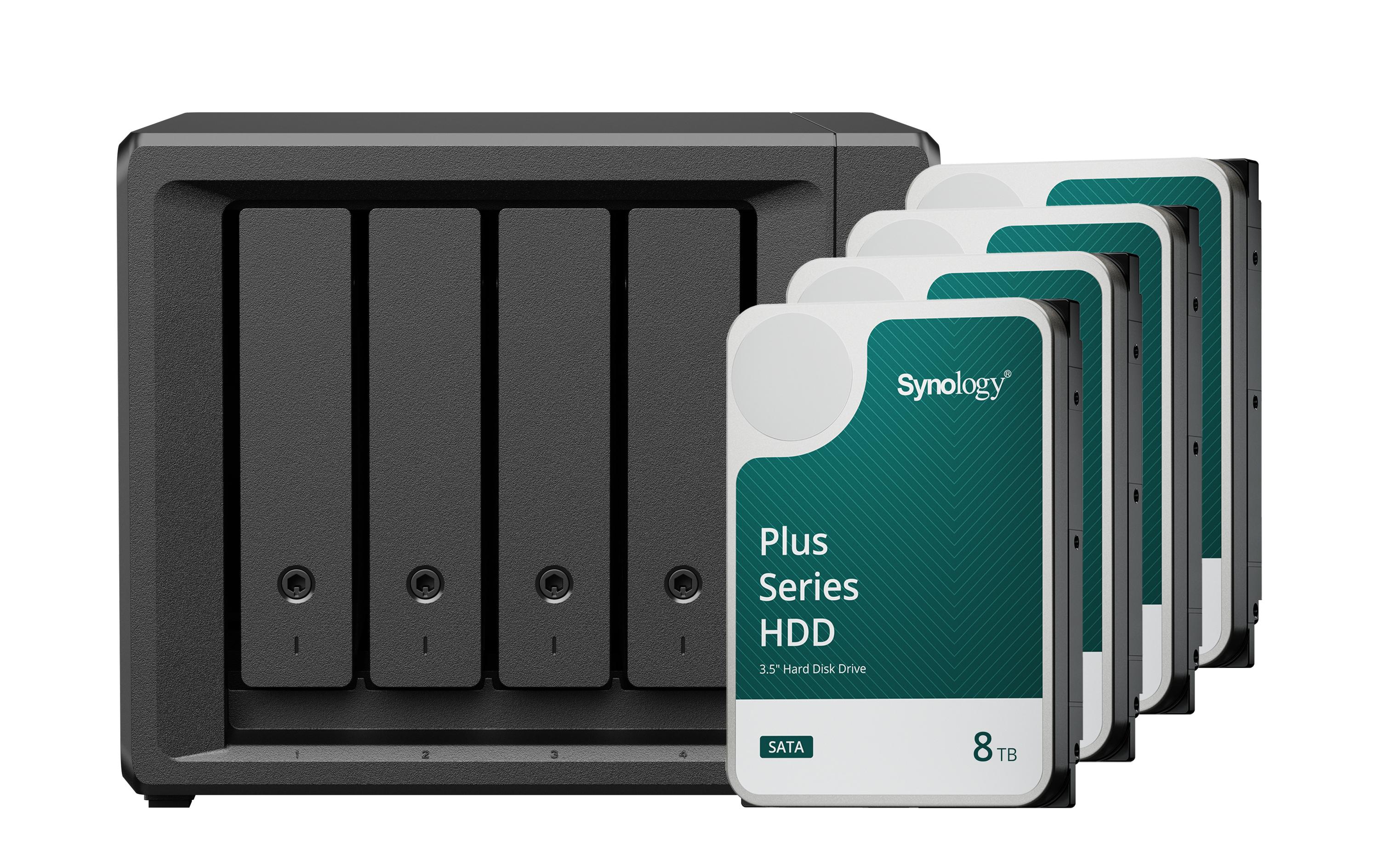 Synology DS425+ – 4-Bay Tower NAS – 2,5GbE, 32 TB HDD vorinstalliert, für 2,5" HDD/SSD, SATA
