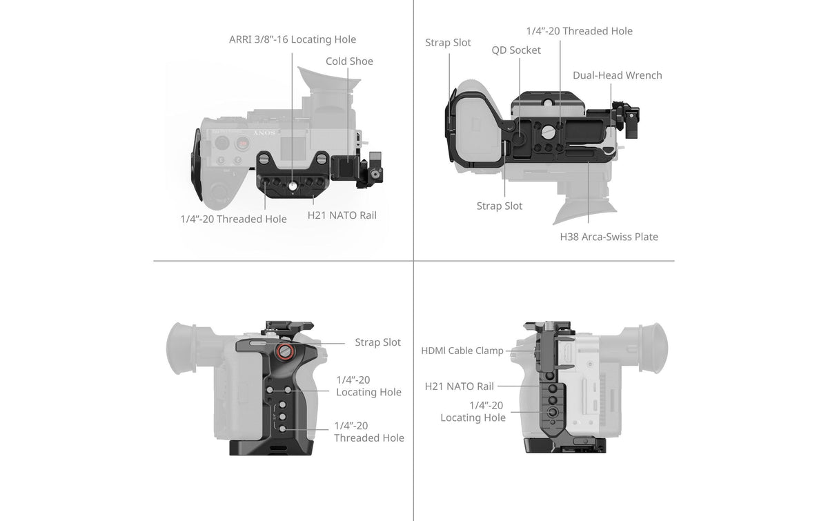 SmallRig 5587 Käfig – Aluminium, Edelstahl, 159,9 × 100,4 × 65,8 mm – für Sony FX2 – Schwarz