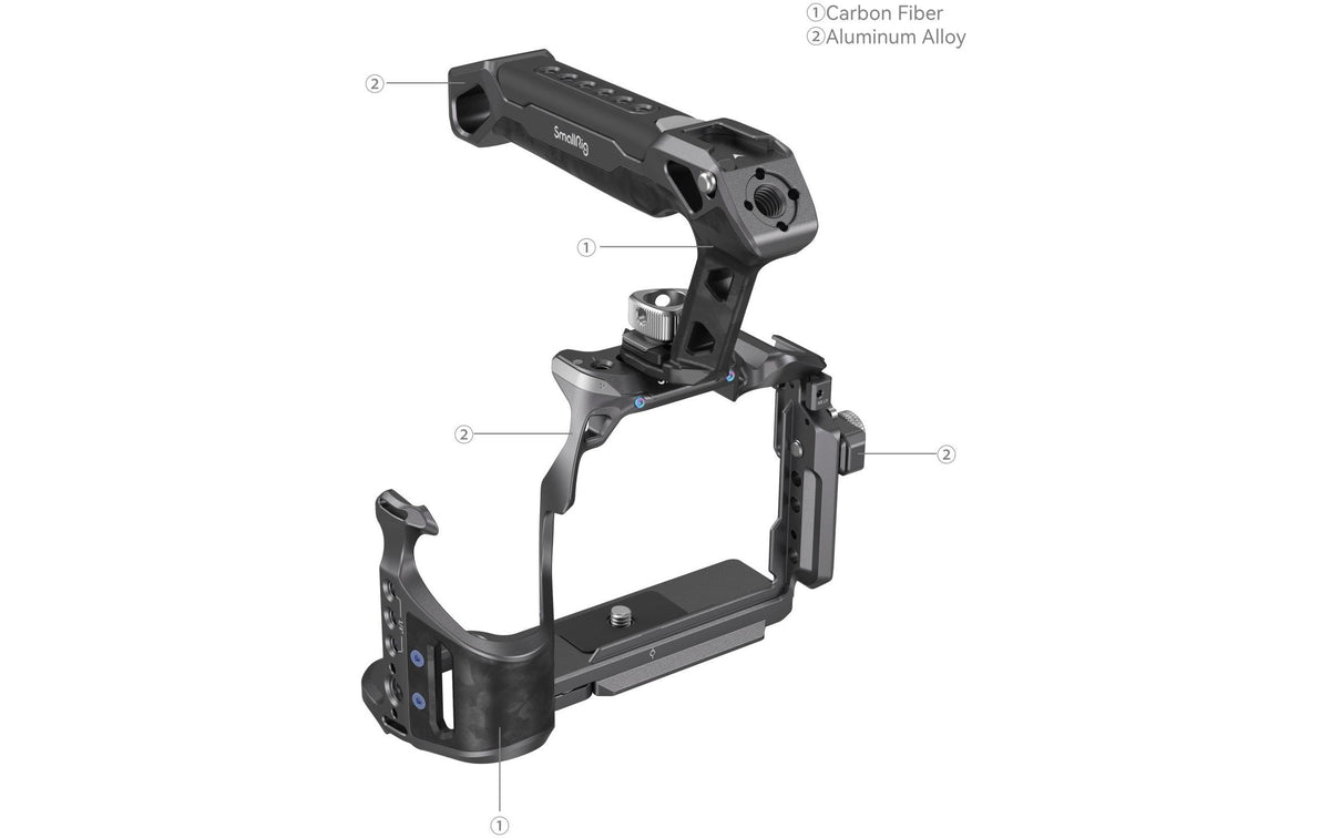 SmallRig Rhinoceros Basic Cage Kit – 161,4 × 149 × 180 mm – für Sony Alpha 7R V, 7 IV, 7S III – Schwarz