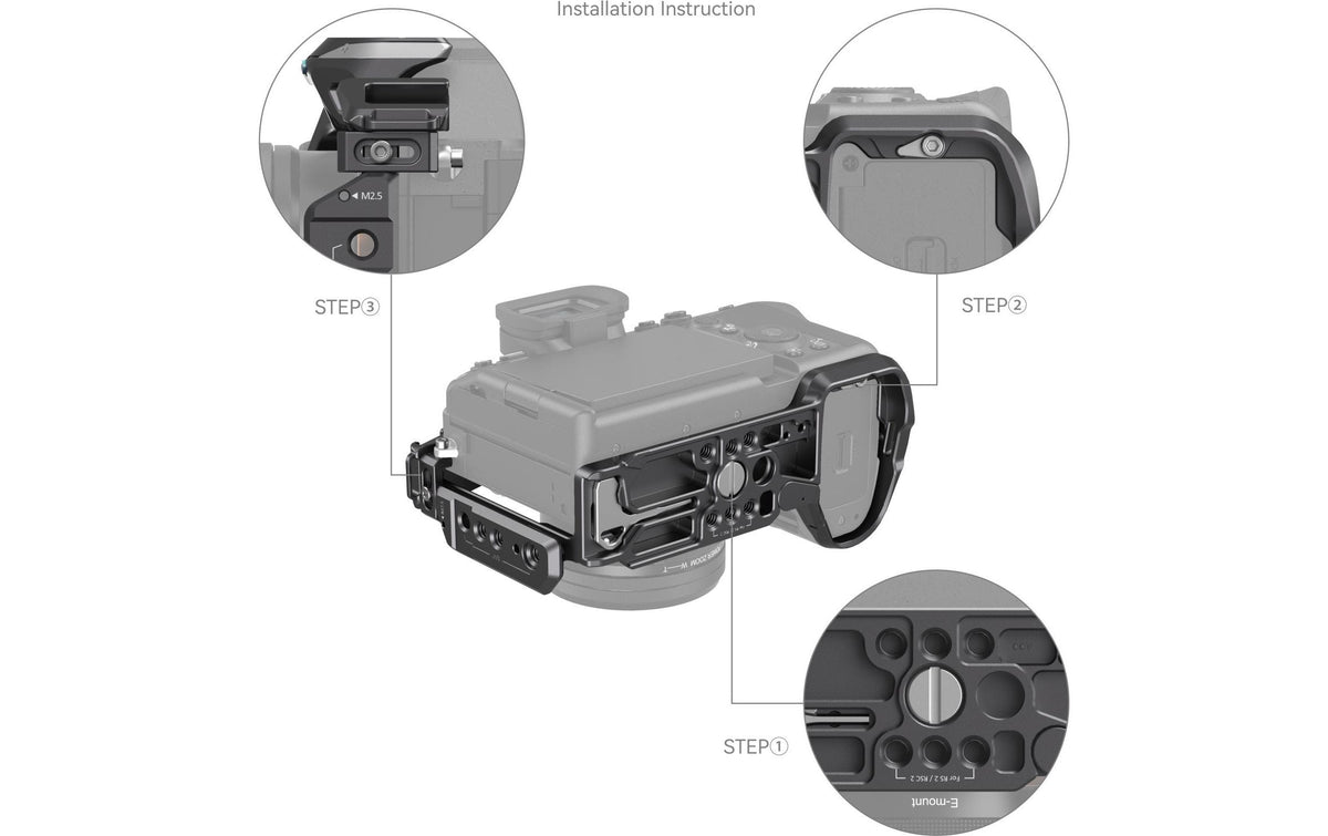 SmallRig Rhinoceros Basic Cage Kit – 161,4 × 149 × 180 mm – für Sony Alpha 7R V, 7 IV, 7S III – Schwarz