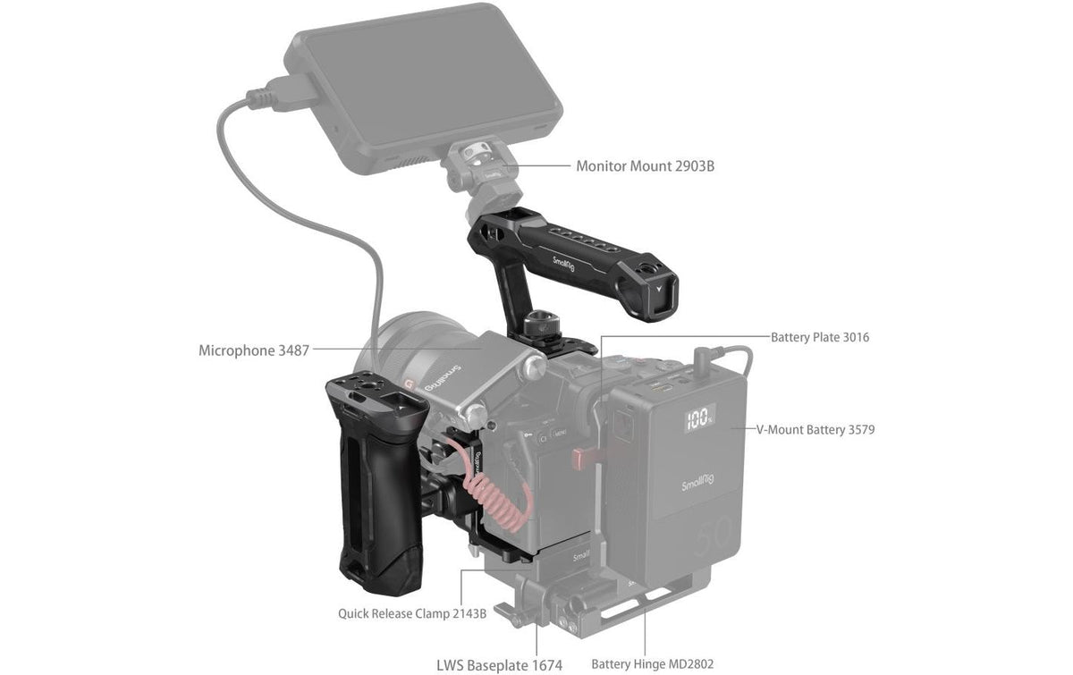 SmallRig Rhinoceros 3710 Kameracage-Kit – für Sony Alpha 7R V, Alpha 7 IV, Alpha 7S III – 1/4"+3/8"-Gewinde