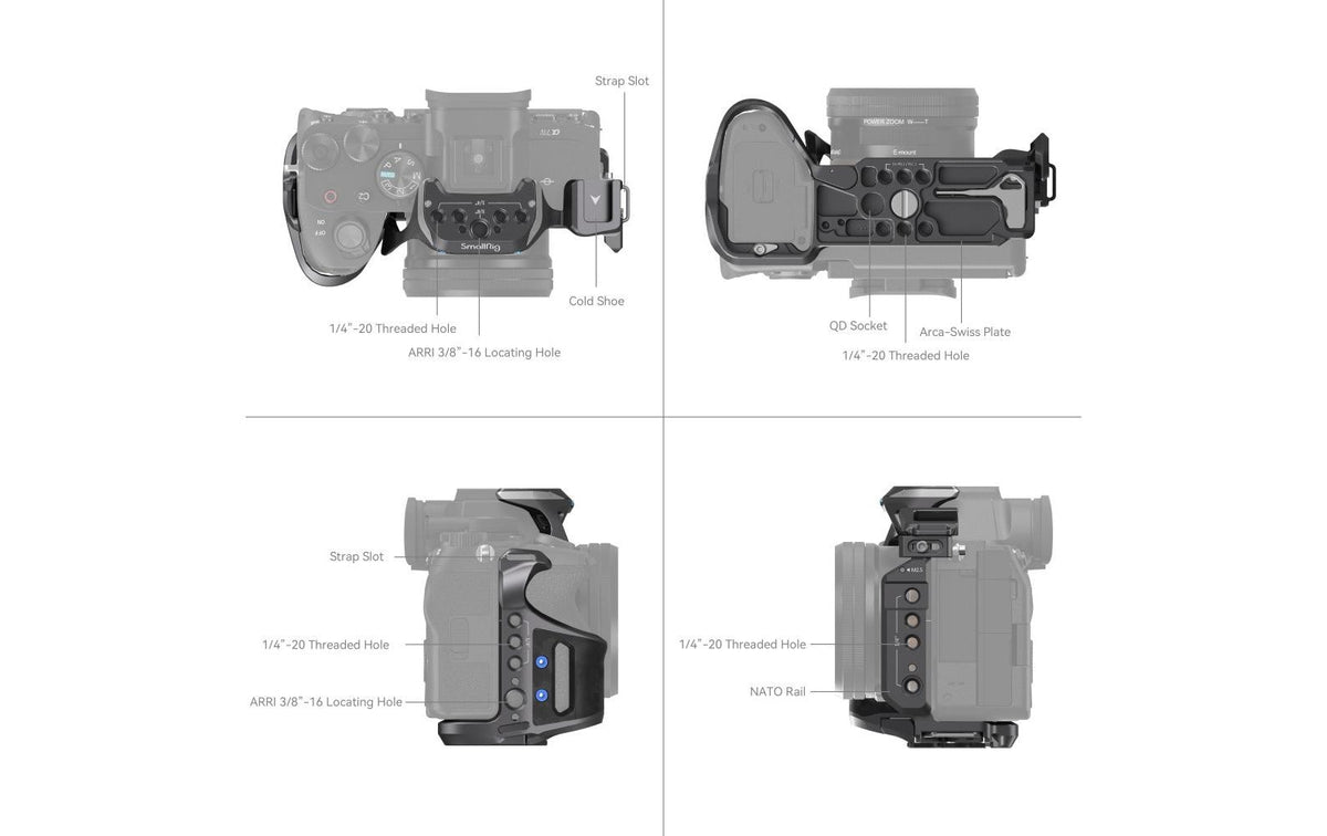 SmallRig Rhinoceros 3710 Kameracage-Kit – für Sony Alpha 7R V, Alpha 7 IV, Alpha 7S III – 1/4"+3/8"-Gewinde